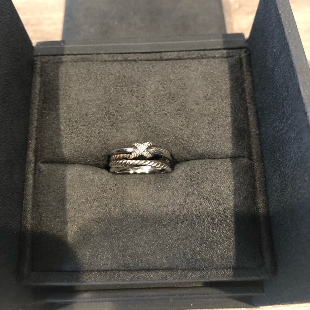 David Yurman Crossover X Ring with Diamonds Size 5